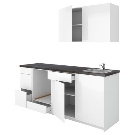 Кухня, глянцевый белый 220x61x220 см IKEA KNOXHULT КНОКСХУЛЬТ 094.015.12