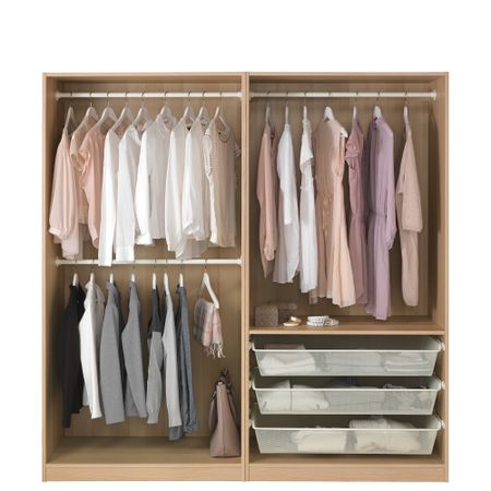 Гардероб, под беленый дуб, 200x58x201 см IKEA PAX ПАКС 891.284.39