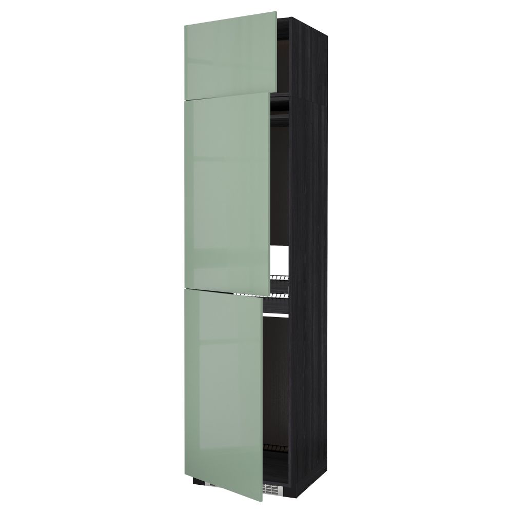 Высокий шкаф для холодильника или морозильника, с 3 дверями МЕТОД, черный, Калларп светло-зеленый (60x60x240 см) - схема-чертеж с размерами