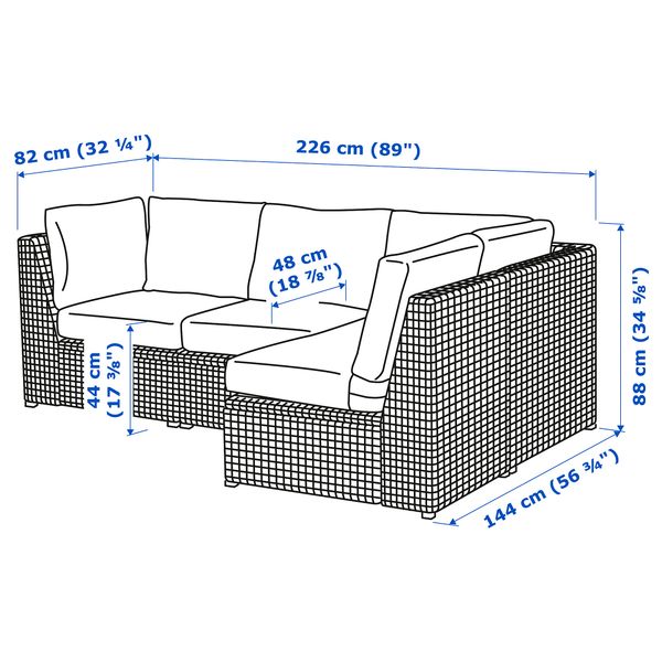 IKEA в интерьере - схема-чертеж с размерами