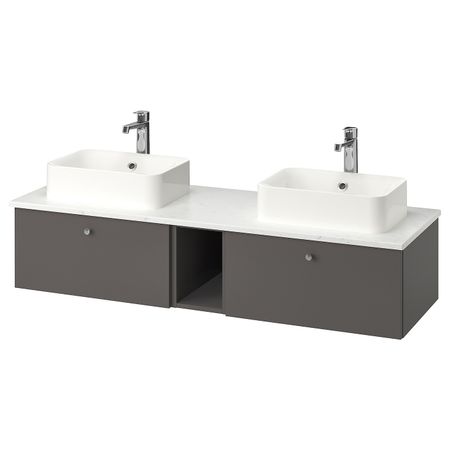 Шкаф со столешницей 45x32 раковина, Гилльбурен темно-серый/под мрамор БРОГРУНД смеситель 142x49x43 см IKEA GODMORGON/TOLKEN