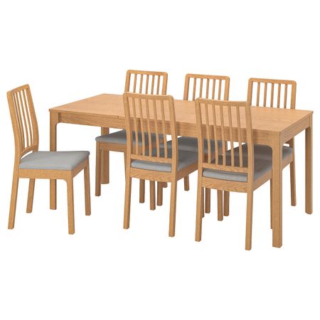 Стол и 6 стульев, дуб дуб/Оррста светло-серый 120/180 см IKEA EKEDALEN ЭКЕДАЛЕН / EKEDALEN ЭКЕДАЛЕН 394.830.16