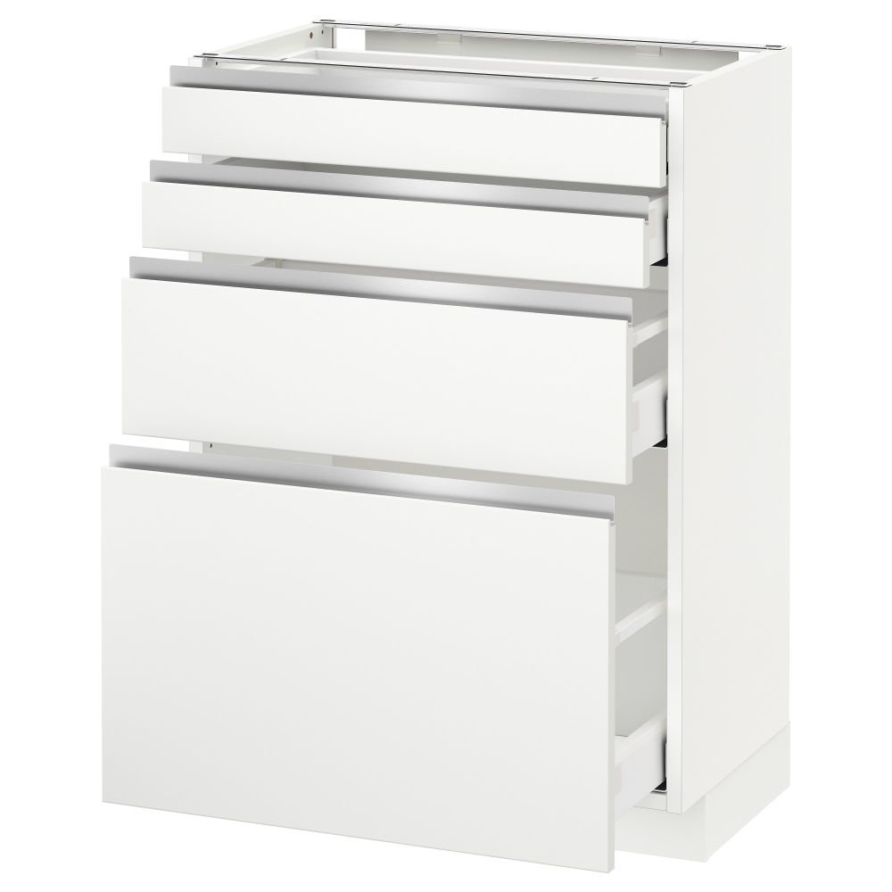 Напольный шкаф 4 фронтальных панели, 4 ящика МЕТОД / МАКСИМЕРА, белый, Нодста белый - схема-чертеж с размерами