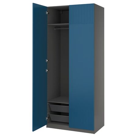 PAX / FYRUDDEN Гардероб, комбинация - темно-серый/синий 100x60x236 см