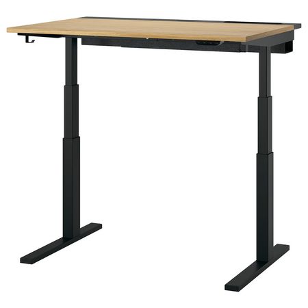 MITTZON Стол/трансф - электрический дубовый шпон/чёрный 120x80 см
