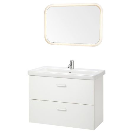 Комплект мебели для ванной, 6 предм., белый/ПИЛКОН смеситель 84x43x65 см IKEA FISKÅN ФИСКОН / TVÄLLEN ТВЭЛЛЕН 794.308.94