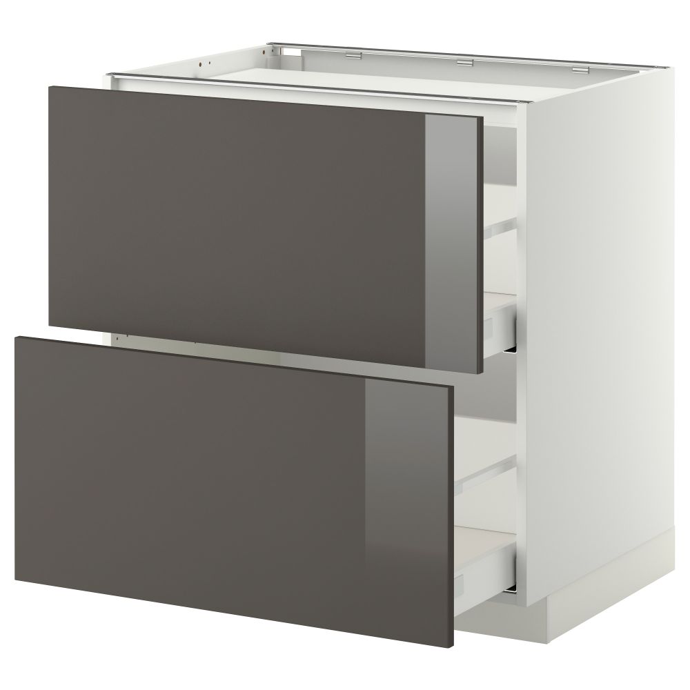 Напольный шкаф, 2 фронтальных панели, 3 ящика МЕТОД / МАКСИМЕРА, белый, Рингульт серый - фото 1