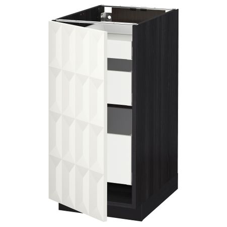 Напольный шкаф с 1 дверцей, 3 ящика МЕТОД / МАКСИМЕРА, черный, Гэррестад белый