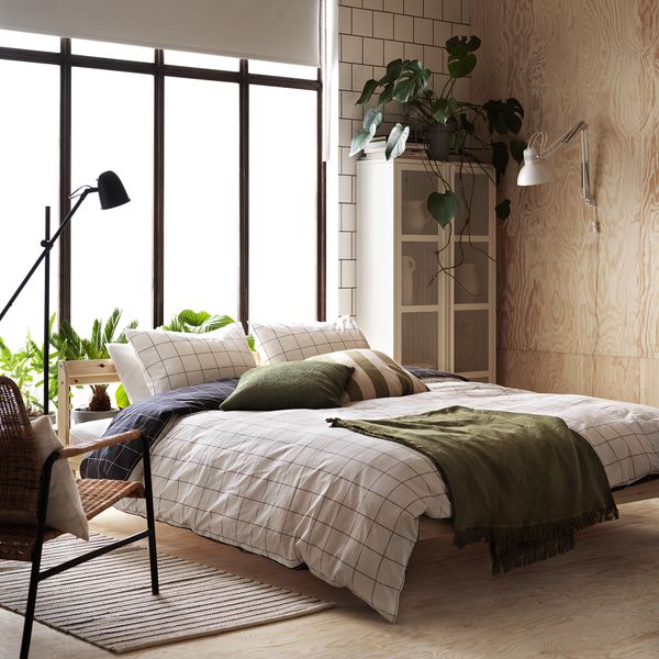 Пододеяльник и 2 наволочки, 240x220, 50x60 см, белый черный, клетка IKEA VITKLÖVER ВИТКЛЁВЕР 904.906.50 - фото 3