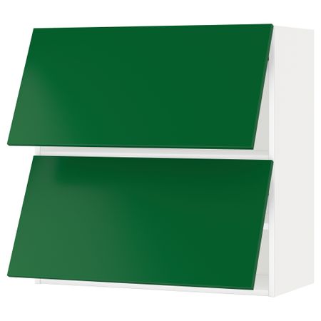 Навесной шкаф, 2 дверцы, горизонтальный МЕТОД, белый, Флэди зеленый