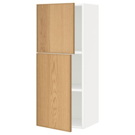 Навесной шкаф с полками/2дверцы, белый/Экестад дуб 40x100 см IKEA METOD МЕТОД 292.258.67