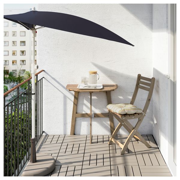 Стол+1 складной стул, для сада АСКХОЛЬМЕН, серо-коричневая морилка, Сэро бежевый - фото 2