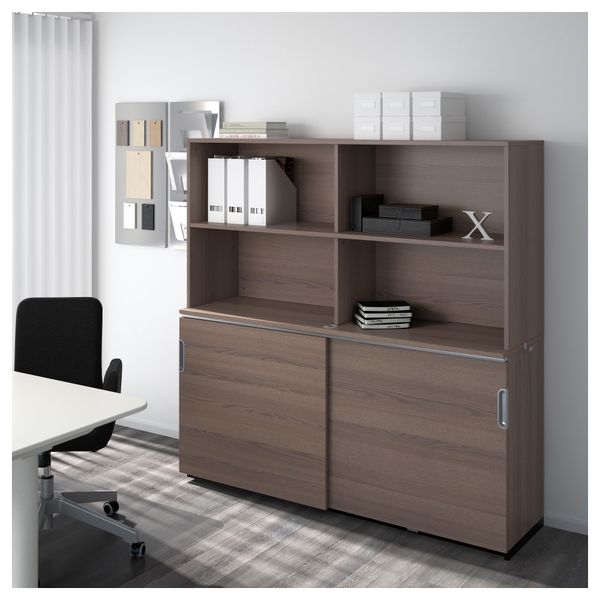 Комбинация для хранения с раздвижной дверцами ГАЛАНТ, серый (160x160 см) - фото 2