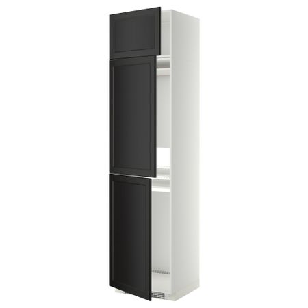 Высокий шкаф для холодильника или морозильника, с 3 дверями МЕТОД, белый, Лаксарби черно-коричневый (60x60x240 см)