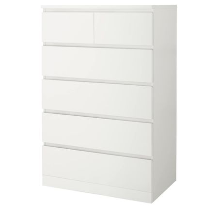 Комод с 6 ящиками, белый 80x123 см IKEA MALM МАЛЬМ 404.036.03