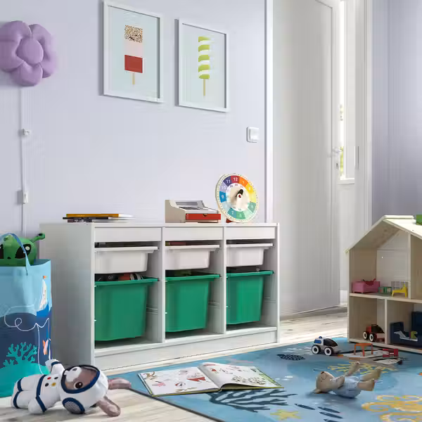TROFAST Комбинация д/хранения+контейнеры - белый белый/ярко-зеленый 99x44x56 см - фото 2