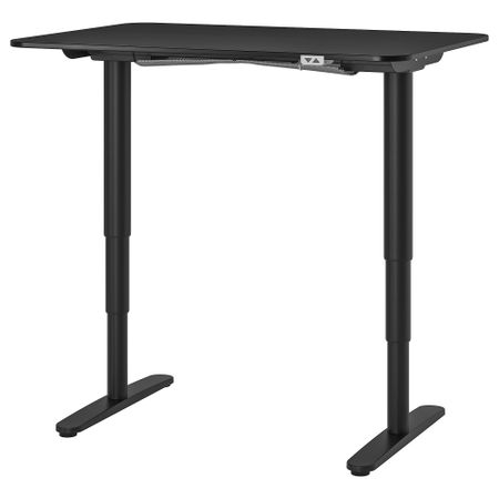 Стол-трансформер, 120x80 см, ясеневый шпон, черная морилка, черный IKEA BEKANT БЕКАНТ 692.822.19