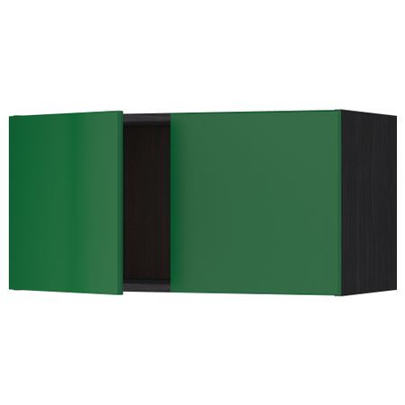 Навесной шкаф с 2 дверями МЕТОД, черный, Флэди зеленый (80x40 см)