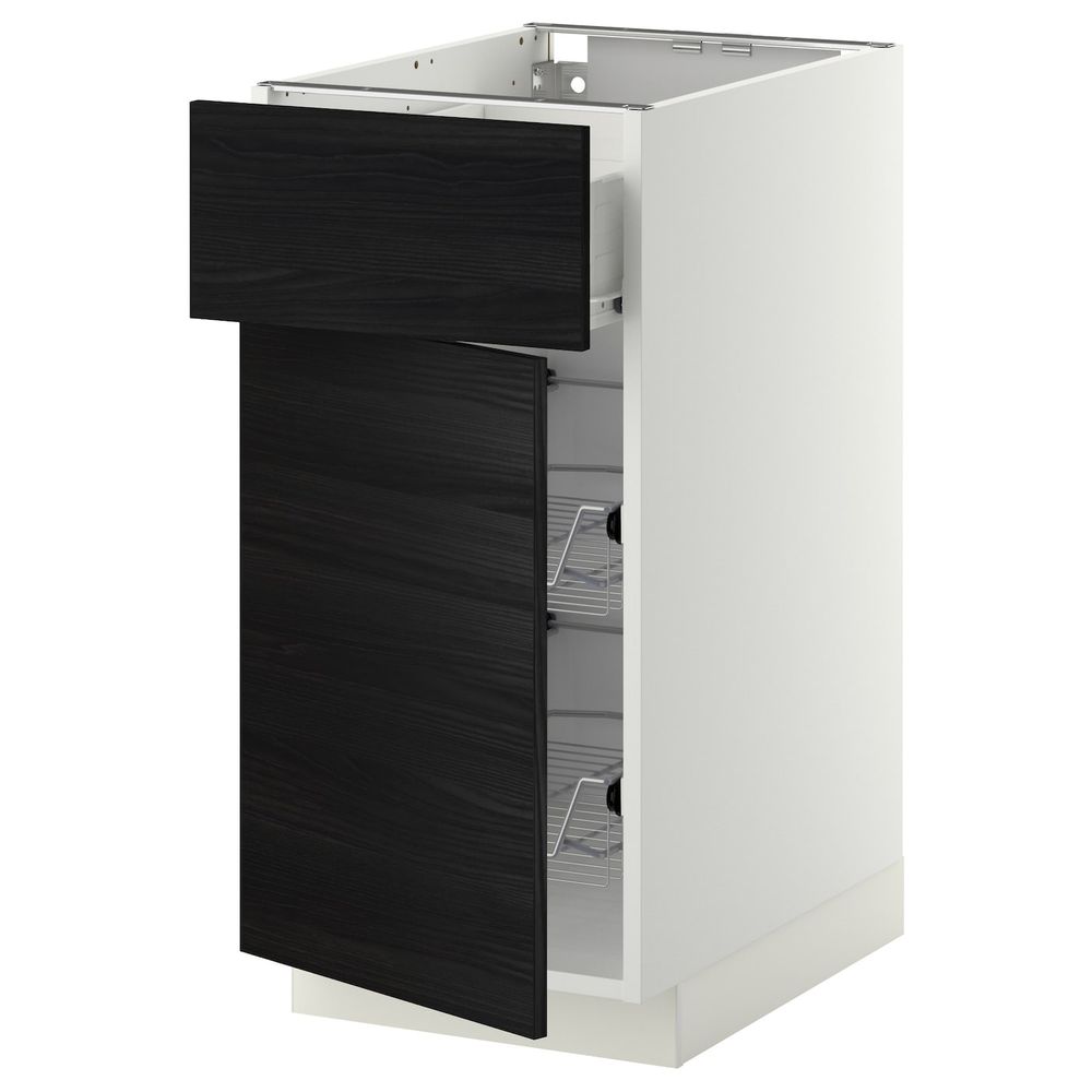 Напольный шкаф с проволочной корзиной/ящ/дверью, белый, Тингсрид черный 40x60 см IKEA МЕТОД / ФОРВАРА 092.673.25 - схема-чертеж с размерами