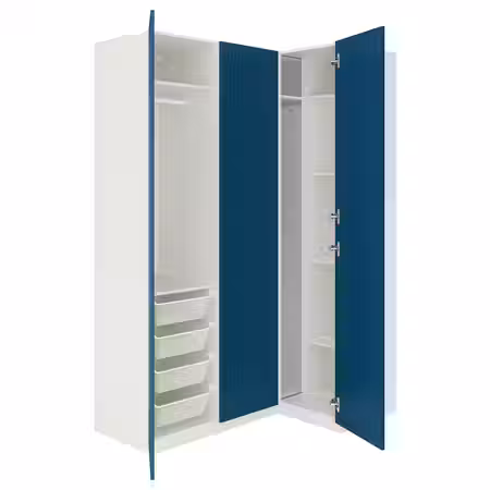 PAX / FYRUDDEN Гардероб угловой - белый/синий 161/111x236 см