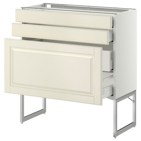 Напольный шкаф 3 фронтальных панели, 2 нижних, 2 средних ящика МЕТОД / МАКСИМЕРА, белый, Будбин белый с оттенком