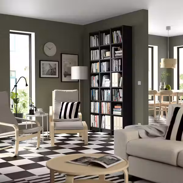 BILLY Стеллаж с дополнительными модулями - чёрный под дуб 120x28x237 см - фото 2