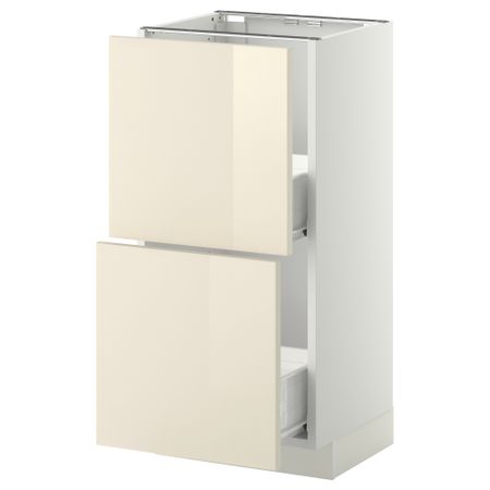 Напольный шкаф с 2 ящиками МЕТОД / ФОРВАРА, белый, Рингульт кремовый
