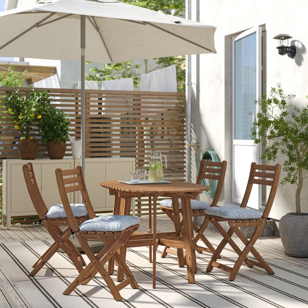 Садовый складной Стол + 4 стула IKEA ASKSTOCKHOLM СТОКГОЛЬМMEN АСКХОЛЬМЕН 595.300.45 - схема-чертеж с размерами