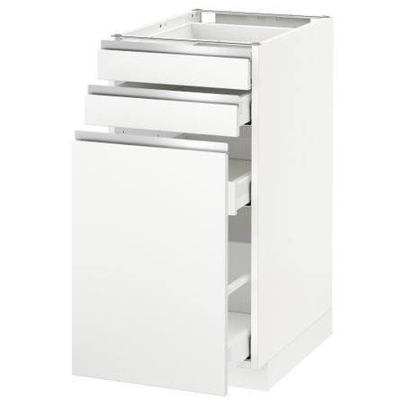 Напольный шкаф с выдвижными модулями, 2 фронтальные панели МЕТОД / МАКСИМЕРА, белый, Нодста белый