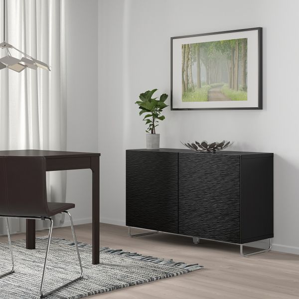 Комбинация для хранения с дверцами, черно-коричневый, лаксвикен/суларп черный 120x40x74 см IKEA БЕСТО 992.670.38 - фото 2