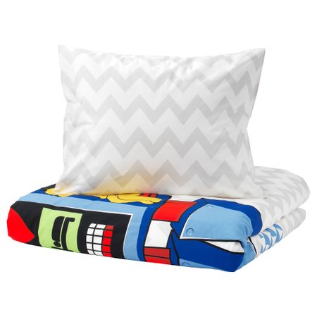 Пододеяльник и 1 наволочка ЛАТТО, большой робот, светло-серый (150x200/50x70 см)