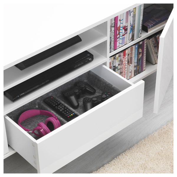 Тумба под ТВ МОСТОРП, глянцевый белый белый (160x47x60 см) - фото 4