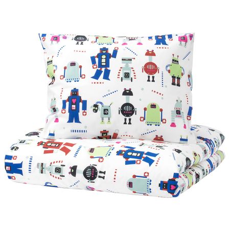 Пододеяльник и 1 наволочка, маленькие роботы, разноцветный, 150x200/50x70 см IKEA ЛАТТО 503.768.02