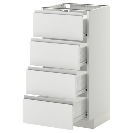 Напольный шкаф 4 фронтальных панели, 4 ящика МЕТОД / ФОРВАРА, белый, Нодста белый