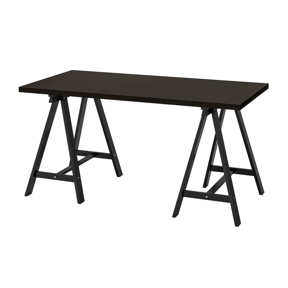 Стол, черно-коричневый/черный 150x75 см IKEA LINNMON ЛИННМОН / ODDVALD ОДВАЛЬД 392.795.72 - фото 1