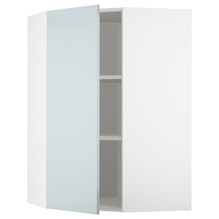 Угловой навесной шкаф с полками, 68x100 см, белый, Kallarp серо-синий светлый IKEA METOD МЕТОД 194.793.55