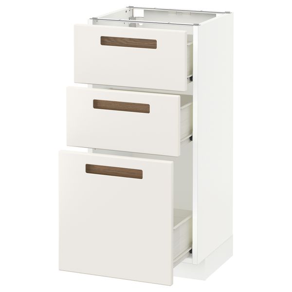 Напольный шкаф с 3 ящиками МЕТОД / ФОРВАРА, белый, Мэрста белый - схема-чертеж с размерами