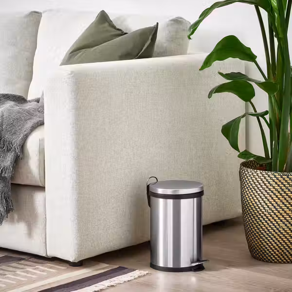 SNÖRPA СНЁРПА Ведро с откидной крышкой - нержавеющ сталь 5 л - схема-чертеж с размерами