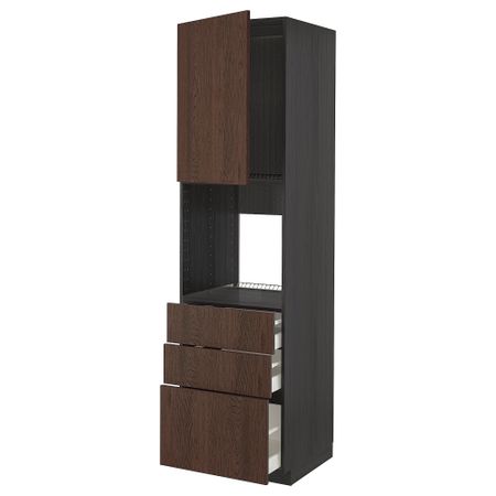 Высокий шкаф для духовки, дверь, 3 ящика, 60x60x220 cm IKEA METOD МЕТОД, MAXIMERA МАКСИМЕРА 194.626.80