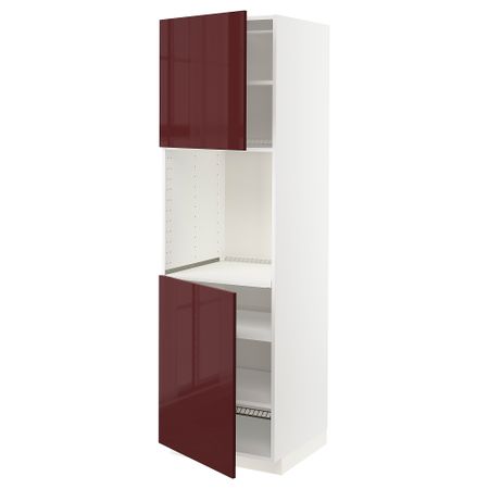 Высокий шкаф для духовки, 2 дверцы, полки, 60x60x200 cm IKEA METOD МЕТОД 994.709.16