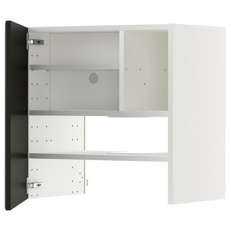 METOD Навесной шкаф д/вытяжки/полка/дверь - белый/Bodbyn чёрный 60x60 см