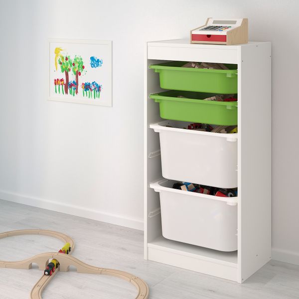 Комбинация для/хранения+контейнеры, белый, зеленый белый 46x30x94 см IKEA ТРУФАСТ 292.222.08 - фото 2