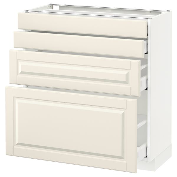 Напольный шкаф 4 фронтальных панели, 4 ящика МЕТОД / МАКСИМЕРА, белый, Будбин белый с оттенком - схема-чертеж с размерами