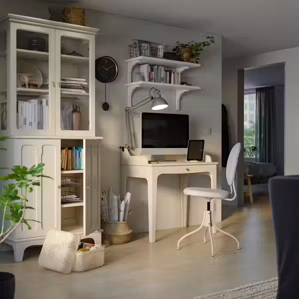 LOMMARP Шкаф со стеклянными дверцами - светло-бежевый 86x199 см - фото 3