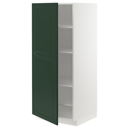 Высокий шкаф с полками, белый/Будбин темно-зеленый 60x60x140 см IKEA METOD МЕТОД 593.126.17
