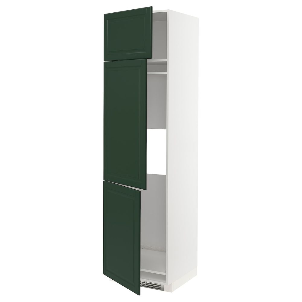 Высокий шкаф для холодильника или морозильника, с 3 дверями, белый/Будбин темно-зеленый 60x60x220 см IKEA METOD МЕТОД 093.054.50 - фото 1