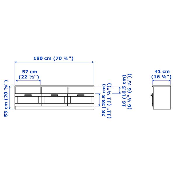 Шкаф для ТВ, комбинация, белый 340x41x202 см IKEA BILLY БИЛЛИ / BRIMNES БРИМНЭС 593.986.92 - фото 9