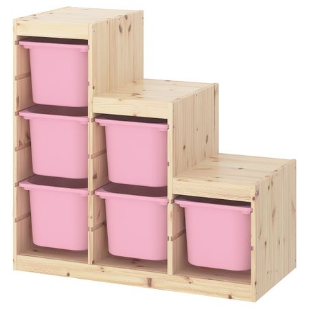 Комбинация для хранения, светлая беленая сосна/розовый 94x44x91 см IKEA TROFAST ТРУФАСТ 293.355.64