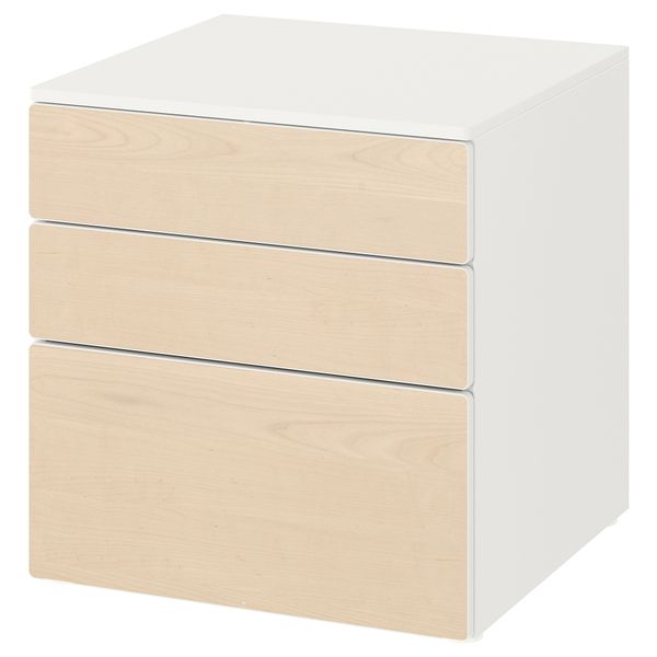 Комод с 3 ящиками, 60x57x63 см, белый, береза IKEA PLATSA ПЛАТСАA ПЛАТСА, SMÅSTAD СМОСТАД 493.875.71 - фото 2