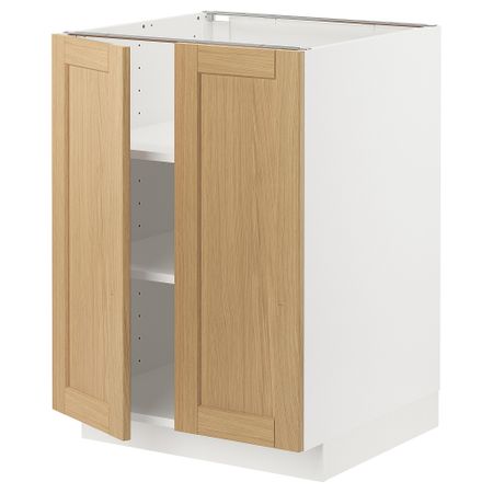 Напольный шкаф с полками, 2 дверцами, белый, Forsbacka дуб, 60x60 см IKEA METOD МЕТОД 095.090.94